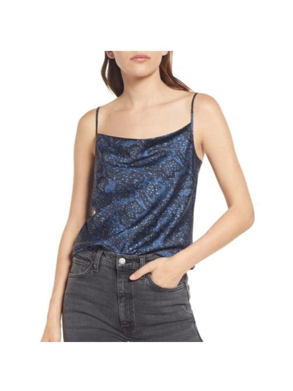AllSaints Hadley Snakeskin Print Blue Tamora Tank Top Camisole Size 2